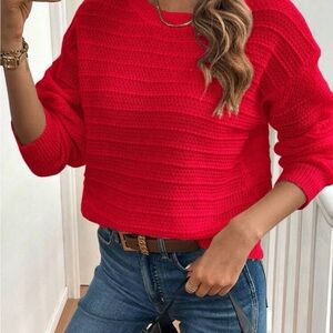 SHEIN Vibrant Red Long Sleeve Top
